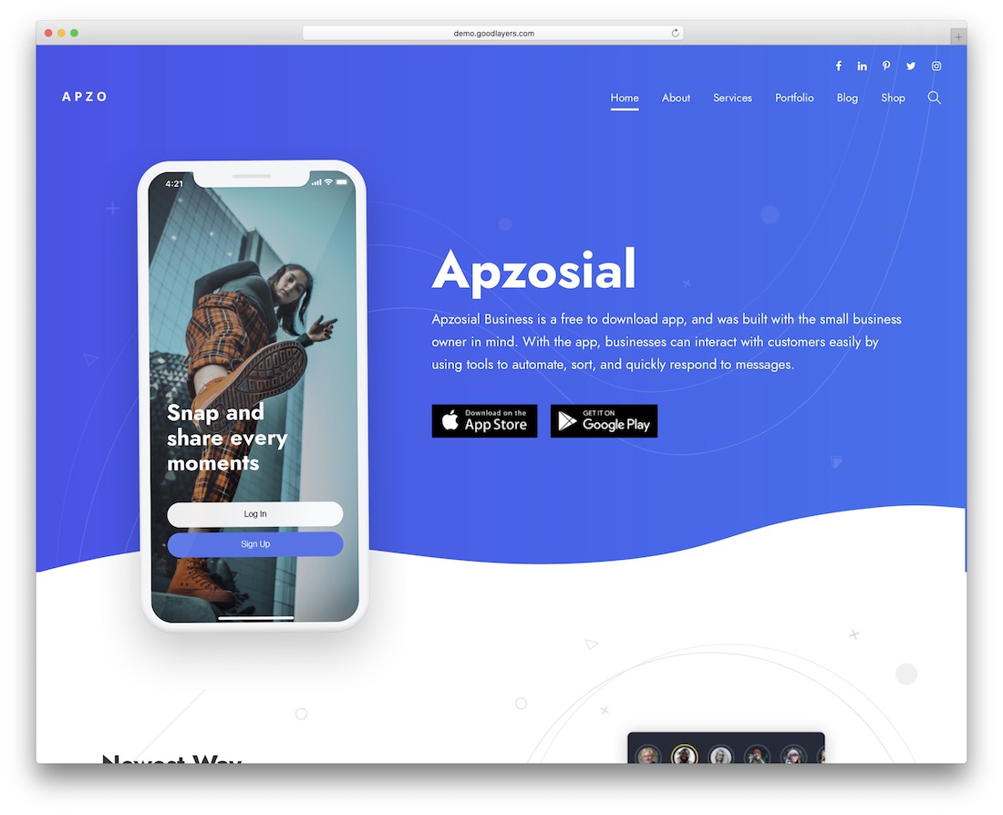 apzo app showcase wordpress theme