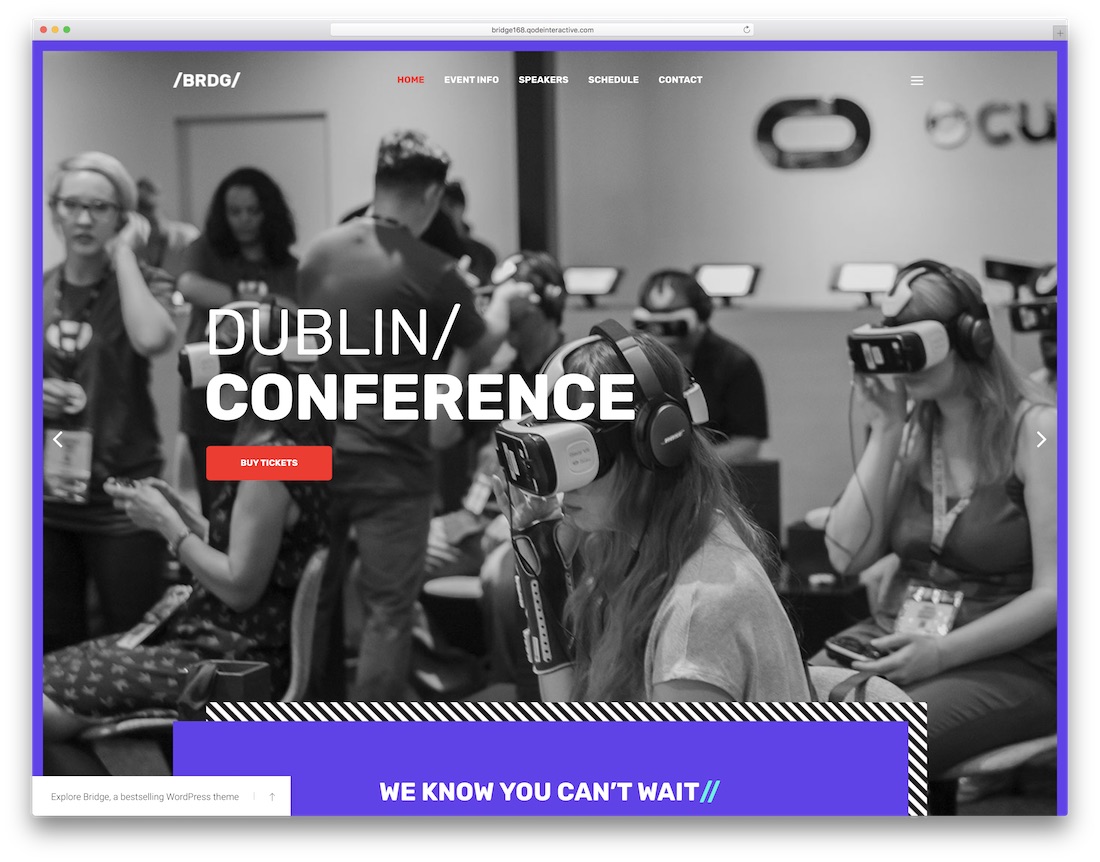 bridge wordpress theme for conference and event