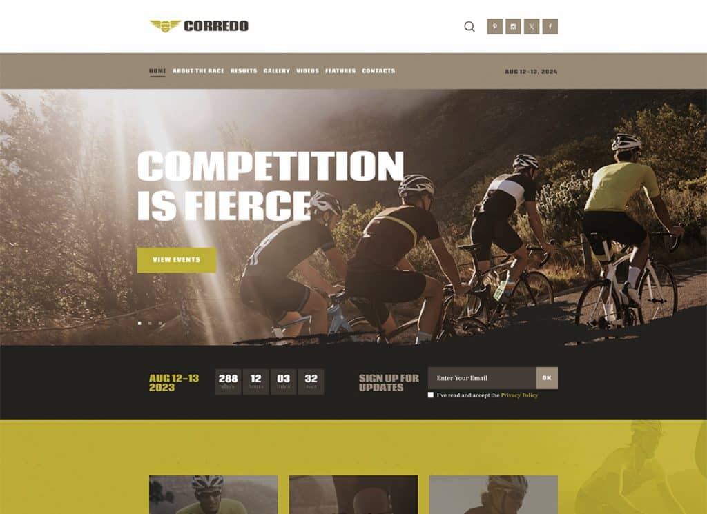 Corredo - Bike Race & Sports Events WordPress Theme
