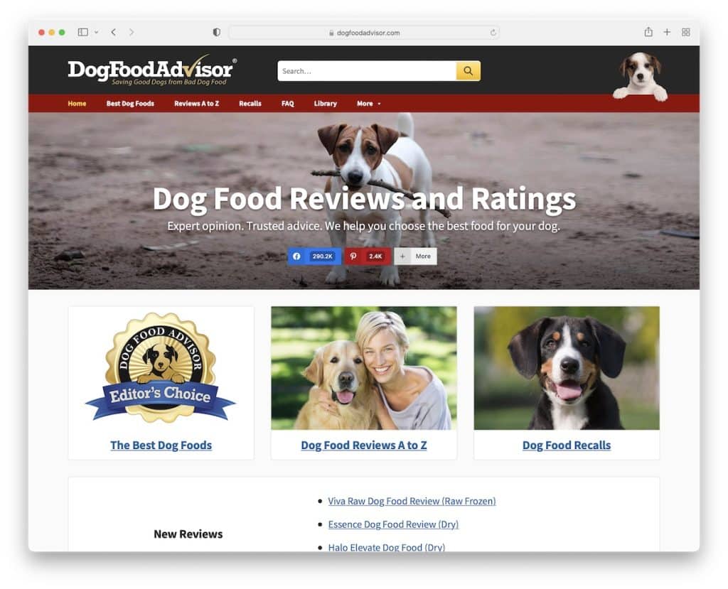 dog food advisor affiliate website
