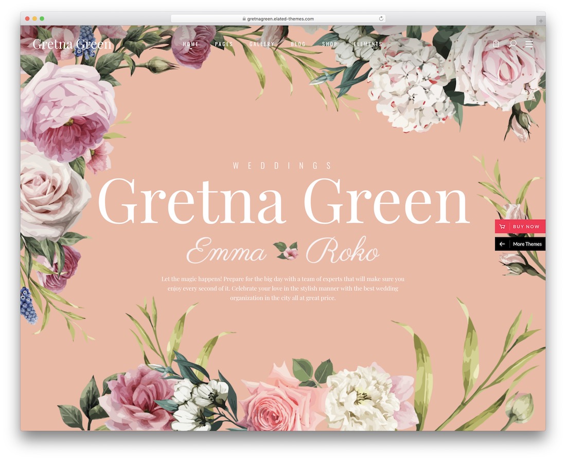 gretna wordpress wedding theme