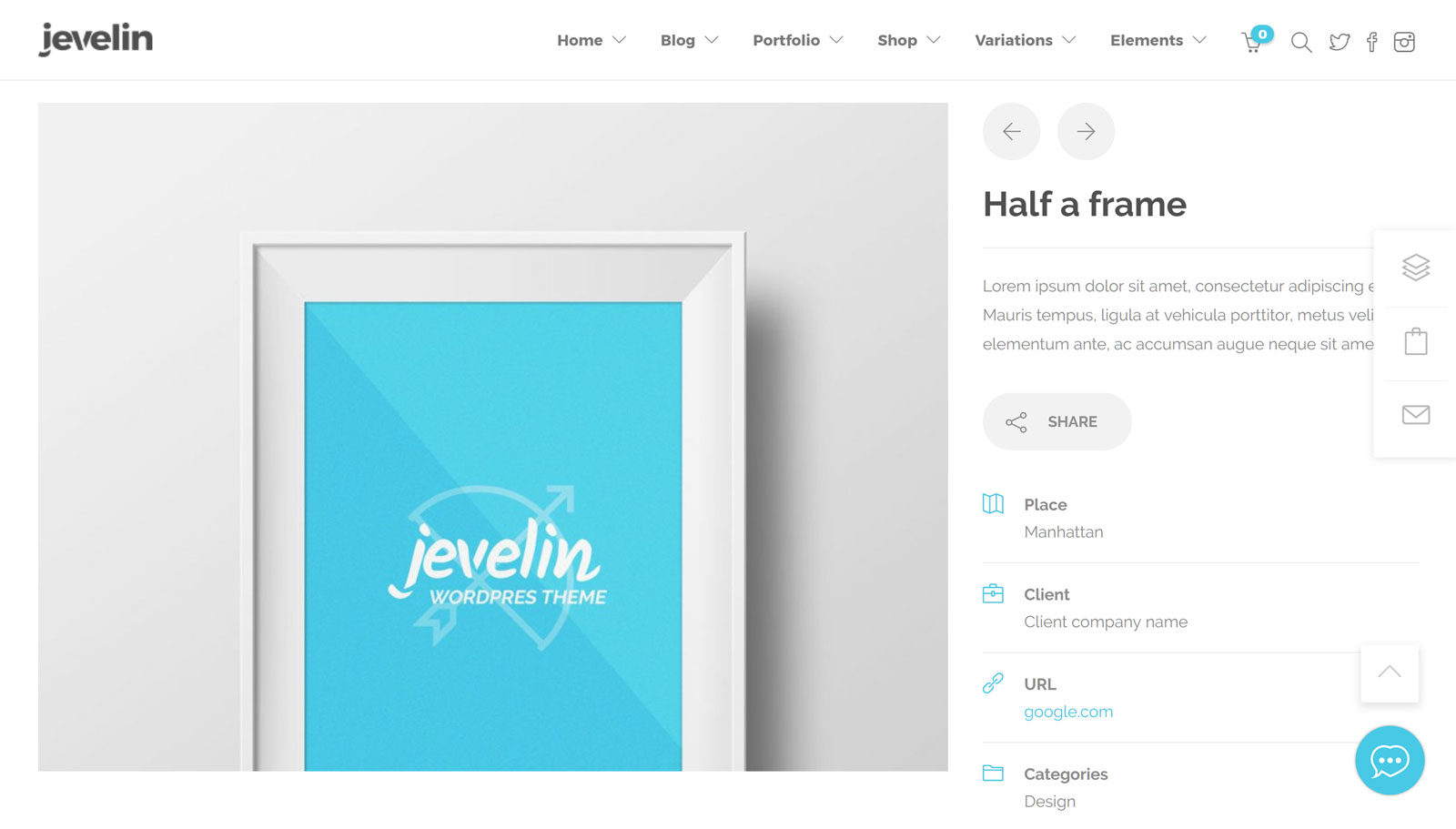 Jevelin Theme Review Portfolio Page