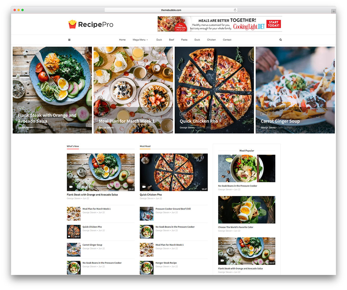 Food Recipe WordPress theme