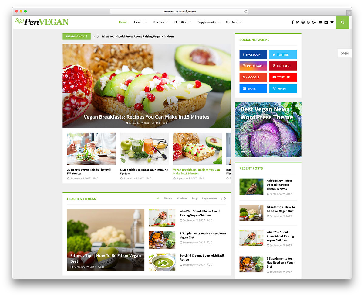 Vegan Food Blog WordPress theme