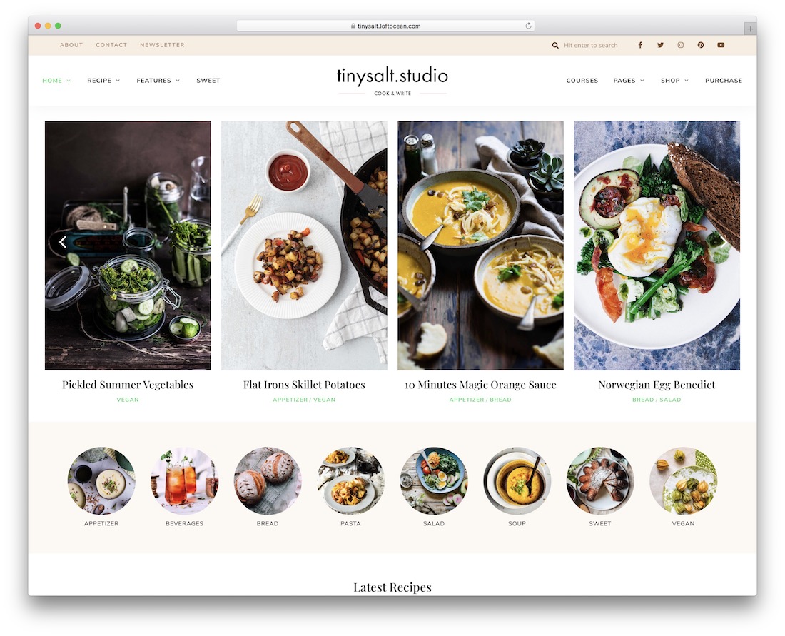 tinysalt wordpress food blog theme