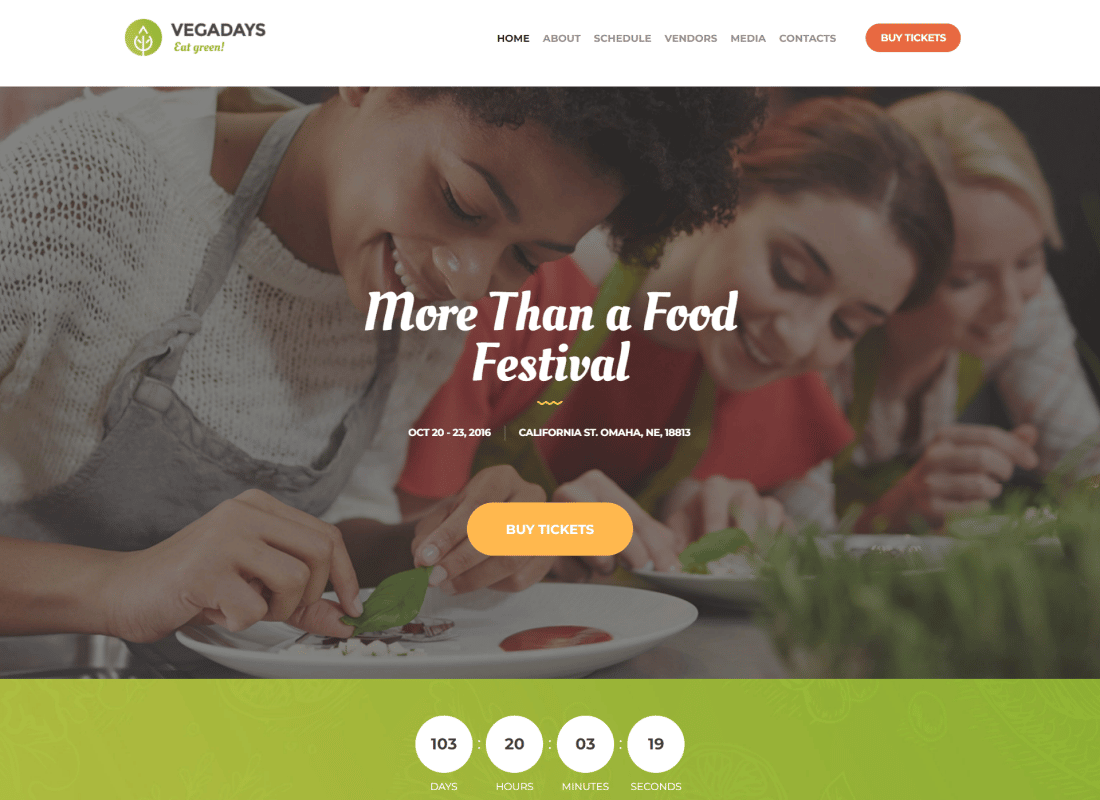 VegaDays | Vegetarian Food Festival & Eco Event WordPress Theme